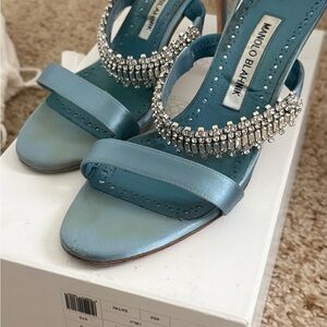 Manolo Blahnik Sky Blue Crystal Heels